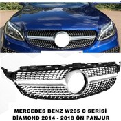 Resim W205 C Seri Diamond Ön Panjur Piano Black-Krom Şeritli 2014-2018 caraks