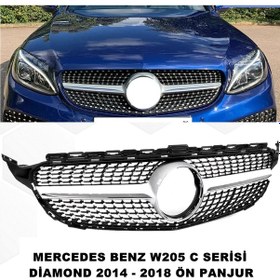 Resim W205 C Seri Diamond Ön Panjur Piano Black-Krom Şeritli 2014-2018 