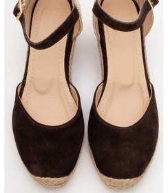 Resim Luvi Shoes Aldea Kahverengi Süet Hakiki Deri Kadın Dolgu Topuk Sandalet Kahverengi 