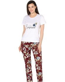 Resim Kısa Kol Yazlık Pijama Takımı Pamuklu Alperi 78-50 Ekru 