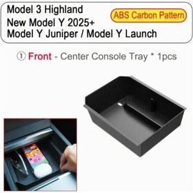 Resim Hightower Yaseenlın Tesla Model 3/y 2025-2026 Konsol Tepsisi - Kablosuz Şarj Uyumlu, Depolama Kutulu 
