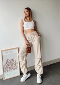 Resim Paraşüt Pantolon Bej Bej 