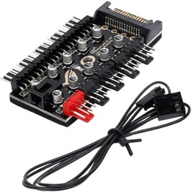 Resim Alfais 4988 10 Port Fan Power Sata Güç Switch Pwm Çoklayıcı 