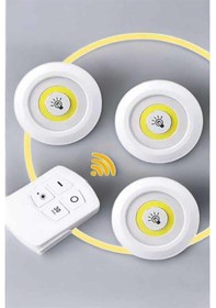 Resim Led Lamba 3'lü Uzaktan Kumandalı Yapışkanlı Beyaz Işık Renkli 