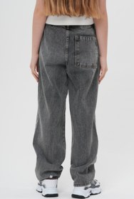 Resim HayKids Unisex Çocuk Dizden Dikişli Geniş Paça Bol Kesim Wide Leg Baggy Alt Giyim Denim Kot Pantolon 