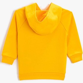 Resim Erkek Bebek Hayvan Baskılı Kapüşonlu Sweatshirt Pamuklu 