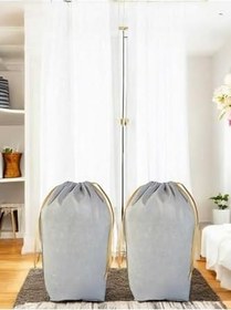 Resim Gri Büzgülü Hurç 2'Li Set Large 72X62 Cm - Taşınma Çantası - Yorgan Yastık Çamaşır Saklama Torbası 