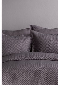 Resim İssimo Home Simply Duman Gri/füme Çift Kişilik %100 Pamuk Saten Yatak Örtüsü Seti Gri 