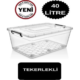 Resim 40 Lt Tekerlekli Saklama Kutusu 40 Lt Tekerlekli Saklama Kabı Büyük Depolama Kutusu Büyük Saklama büyük boy 