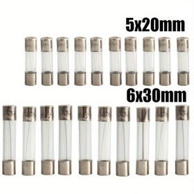Resim 10'lu Hızlı Patlama Cam Füller, Çeşitli 5x20mm ve 6x30mm, 250V 0.2A-30A Amper, Hızlı Etki Füzesi - Yüksek Performanslı Kablosuz Oda Elektrik Bileşeni - Pille veya Lazer Olmadan 