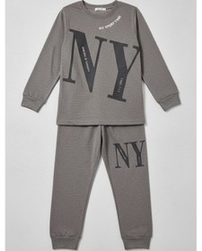 Resim Remsa Erkek Çocuk Garson Boy Pamuk Penye Pijama Takımı 4224 Gri Gri 