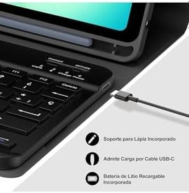 Resim m.tk moveteck Samsung Galaxy Tab A11+ ile Uyumlu Bluetooth Klavyeli Kılıf, SM-X230, Mavi, Kalem Bölmeli 