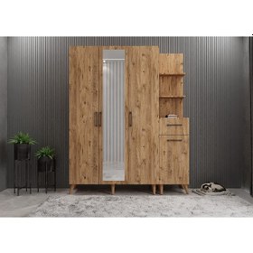 Resim Açelya Portmanto Vestiyer Ayakkabılık Çam 160cm - Montaj Dahil M3 