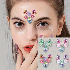 Resim 20 Adet Işıltılı Kalp Şeklinde Yüz Taşları | Gökkuşağı & Pastel Renkli Taşlı Stickerlar Göz & Kaş İçin | Göz Alıcı Sahne Makyajı & Parti Yüz Süslemeleri, Makyaj Aksesuarları 