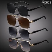 Resim 4 Adet Yarı Çerçeveli Kalın Kare Minimalist Unisex Moda Gözlük, Doğum Günü Hediyesi ve Fotoğrafçılık Aksesuarı İçin Mükemmel 