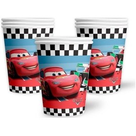 Resim Arabalar Cars Şimşek Mcqueen Temalı Karton Tabak Ve Bardak Seti 8+8 Adet Tüm Yaşlar 
