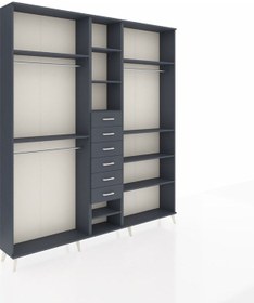 Resim Arges Dolap 10 Raflı 6 Çekmeceli 3 Askılı 220x30x243 Antrasit-antrasit/antrasit Antrasıt/antrasıt 