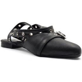 Resim Fray Siyah Suni Deri Kadın Günlük Tokalı Bilek Dolama Rahat Babet Ayakkabı Siyah 