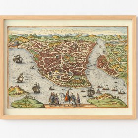 Resim epiqart İstanbul Haritası - Ahşap Desenli Çerçeve 