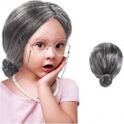 Resim Aspata Store Gri Yaşlı Peruğu Çocuk Yetişkin Uyumlu 