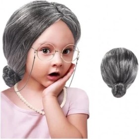 Resim Aspata Store Gri Yaşlı Peruğu Çocuk Yetişkin Uyumlu 