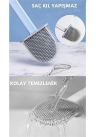 Resim Oval Slikon Klozet Fırçası Beyaz Nv2022 Açık Ahşap 