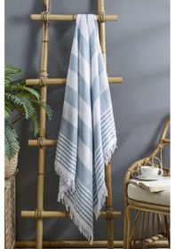 Resim Pamuklu Mavi Renk Peştemal 