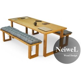 Resim Neiwel Diar Doğal Ahşap Banklı Toplantı Masasıı x 100 x 240 Açık Ceviz 