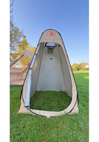 Resim Alfa Balık Kamp Alanı Giyinme Duş Ve Wc Çadırı Otomatik Açılır Bej 