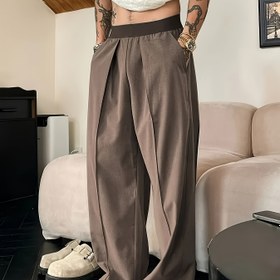 Resim Erkekler için Rahat Kesim Siyah Günlük Pantolonlar Elastik Bel Bandı ile - İlkbahar/Sonbahar İçin Geniş Paça Tasarım, Makinede Yıkanabilir, Düz Renk, Gevşek Tarz 