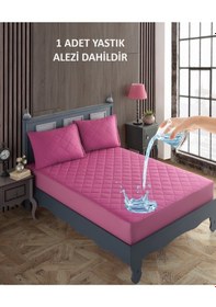 Resim Tek Kişilik Alez Seti %100 Pamuk Kapitone Su Sıvı Geçirmez Yatak Yastık Alezi Yatak Yastık Koruyucu Lila 