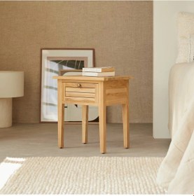 Resim Loggia Masif Ahşap Natural Komodin Ceviz 