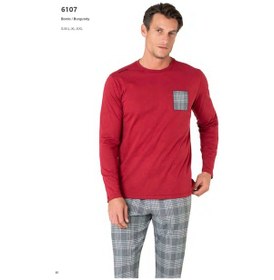 Resim Pierre Cardin Erkek Uzun Kollu Bisiklet Yaka Altı Ekoseli Pijama Takımı-bordo-m Çok Renkli 