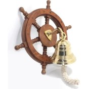 Resim Duvara Asmalı Ahşap Dümenli Pirinç Çan 