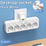 Resim AB Fişi AC Çıkışı 5 Prizli Elektrik Şeridi Çoklu Priz Duvar Prizi Evrensel Ayrı Anahtarlı Işık Adaptörü 