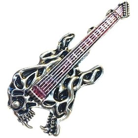 Resim Gitar Yaka İğnesi Broş Gümüş 
