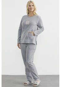 Resim Sementa Kanguru Cepli Polar Pijama Takım - Gri Gri 