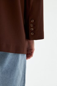 Resim Kahverengi Kravat Detaylı Blazer Ceket - 42 / Kahverengi 
