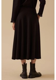 Resim Seçil Kadın Elastik Bel Cepli Kloş Etek 1004 Siyah Siyah 