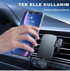 Resim Coofbe Metal Age Sarsılmaz Havalandırma İçin Ayarlanabilir Metal Araç İçi Telefon Tutucu Araç Tutucu 