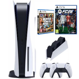 Resim Sony Playstation 5 Cdli Standrt + 2.kol Dualsense + Şarj İstasyonu +GTA V+ Ps5 FC26 (İthalatçı Garantili) 