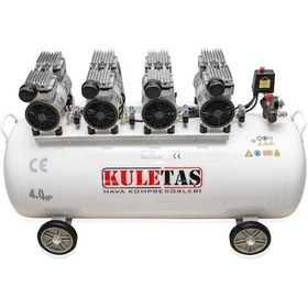 Resim Kuletaş 200 Litre Dört Motorlu 4 Hp Hava Kompresörü Yağsız Sessiz 