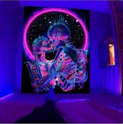 Resim Novahub Gece Parlayan Siyah Trippy Kafatası Aşk Duvar Halısı 130x150cm Ev Dekorasyonu 
