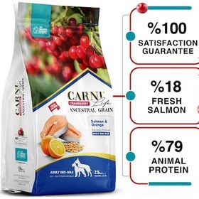 Resim Carni Life Cranberry Ancestral Grain Salmon & Orange Med&Maxi Yetişkin Köpek Maması 2500 G 