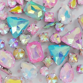 Resim 50 adet Karışık Renkli Cam Taşlar DIY El İşleri için, Giysi, Ayakkabı, Şapka, Çanta Dekoratif Aksesuarlar için El Dikişi Süslemeleri, Moda Süslemeleri | Iridesan Taşlar | Pençe Ayarlı Mücevherler 