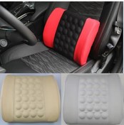 Resim Siyah + Kırmızı Elektrikli Bel Yastığı Araba Arka Mat Araç Masaj Koltuğu Desteği Bel Yastığı 