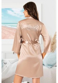 Resim Faal 5911 Kadın Saten Bride Sabahlık-vizon Vizon 