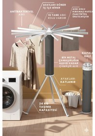 Resim Tubshop Katlanabilir Ahtapot Çamaşır Kurutma Askısı - Kule Çamaşır Askılığı Bej 