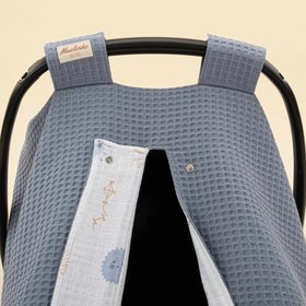 Resim Puset Örtüsü - Çift Taraflı - Açık İndigo Petek - Mavi Güneş 