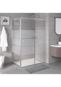 Resim Vesta D201 Dikdörtgen Duşakabin Parlak Profil Kumlu Cam H: 190 Cm Parlak 